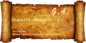 Gyeszli Apostol névjegykártya
